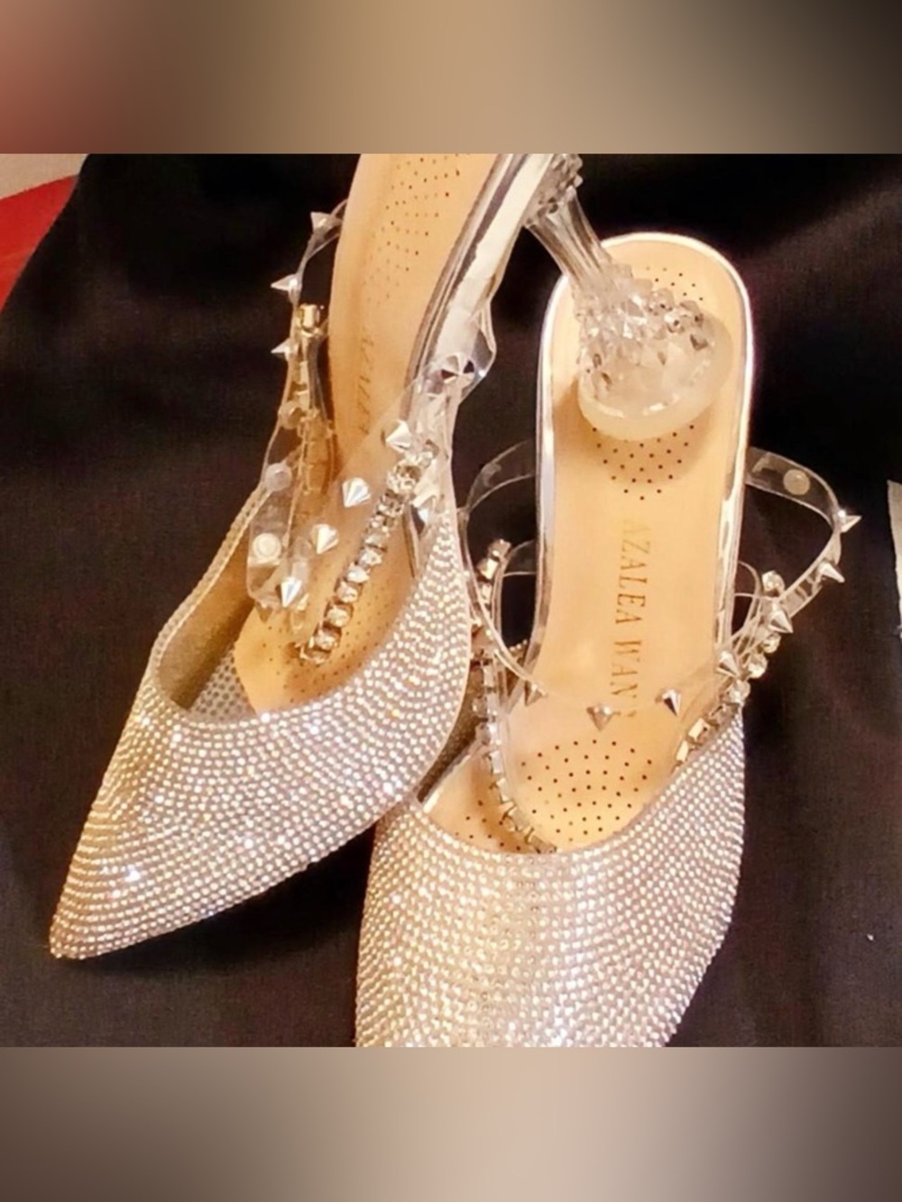 Champagne Gold Mules Stiletto Heels By Azalea Wang Size 7.5 Bridal Prom Pageant